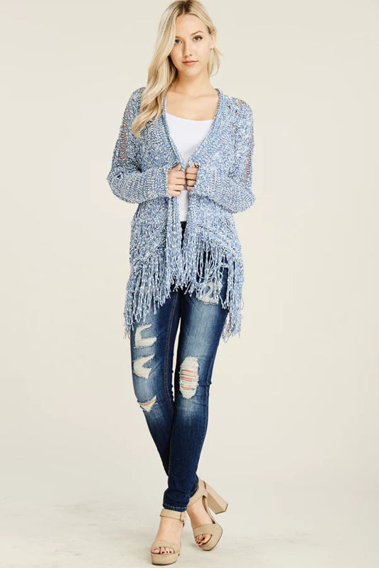 FRINGE HEM SOFT KNIT CARDIGAN