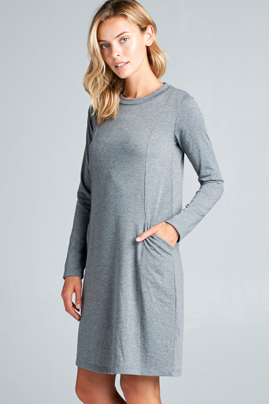 SOLID TERRY CLASSIC SHIFT CASUAL MINI DRESS