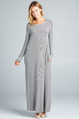 STRIPE JERSEY CLASSIC SHIFT CASUAL MAXI DRESS