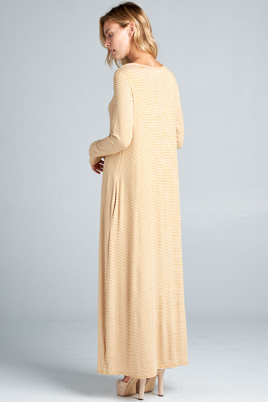 STRIPE JERSEY CLASSIC SHIFT CASUAL MAXI DRESS