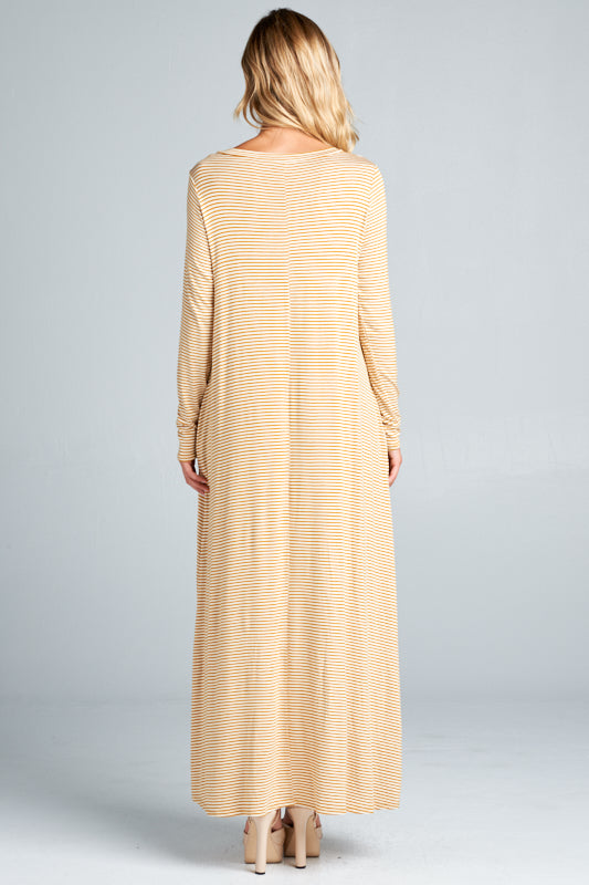 STRIPE JERSEY CLASSIC SHIFT CASUAL MAXI DRESS