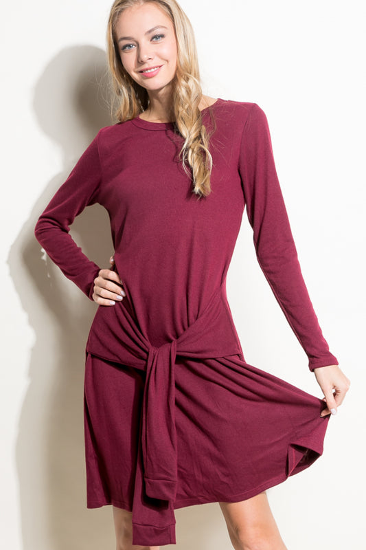 SOLID BRUSHED JERSEY SHIFT CASUAL MINI DRESS