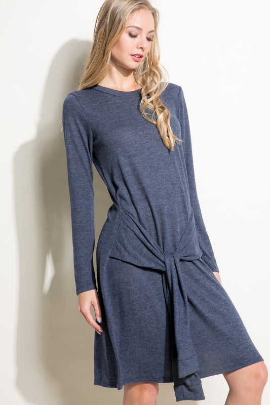 SOLID BRUSHED JERSEY SHIFT CASUAL MINI DRESS