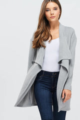 SOFT TOUTCH SOLID KNIT BIG COLLAR CARDIGAN