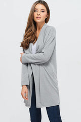 SOFT TOUTCH SOLID KNIT BIG COLLAR CARDIGAN