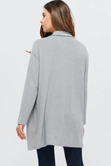 SOFT TOUTCH SOLID KNIT BIG COLLAR CARDIGAN