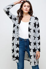 SOFT TOUTCH STAR PATTERN KNIT BASIC CARDIGAN