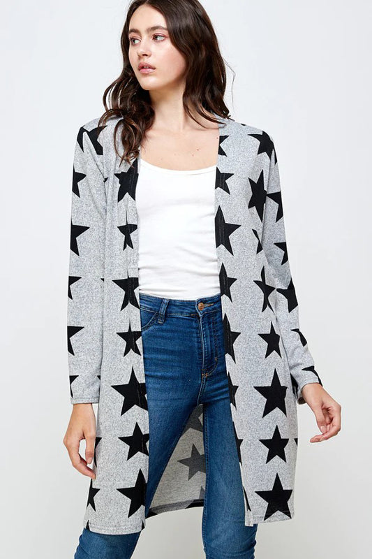 SOFT TOUTCH STAR PATTERN KNIT BASIC CARDIGAN