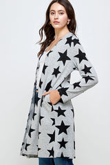 SOFT TOUTCH STAR PATTERN KNIT BASIC CARDIGAN