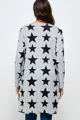 SOFT TOUTCH STAR PATTERN KNIT BASIC CARDIGAN