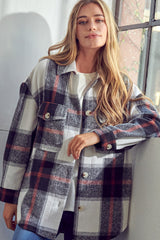 COZY PLAID PATTERN BUTTON DOWN SHACKET