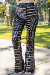 BLACK CRAFT SEQUIN FLARED PANTS