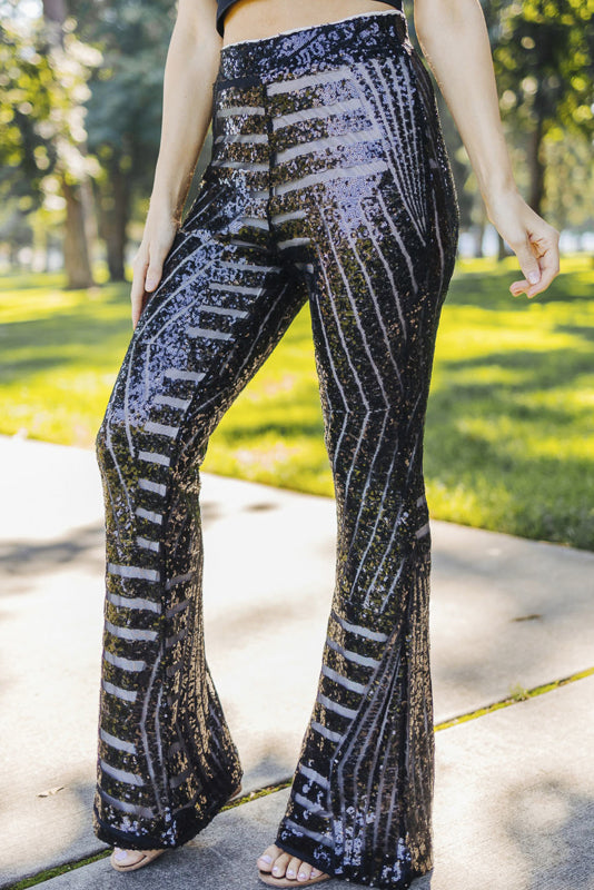 BLACK CRAFT SEQUIN FLARED PANTS