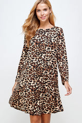 CHEETAH PRINT JERSEY CASUAL MINI DRESS