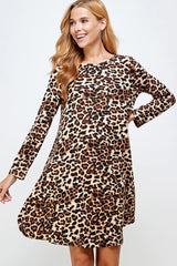 CHEETAH PRINT JERSEY CASUAL MINI DRESS