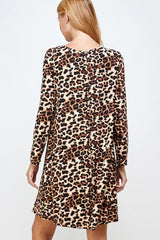 CHEETAH PRINT JERSEY CASUAL MINI DRESS