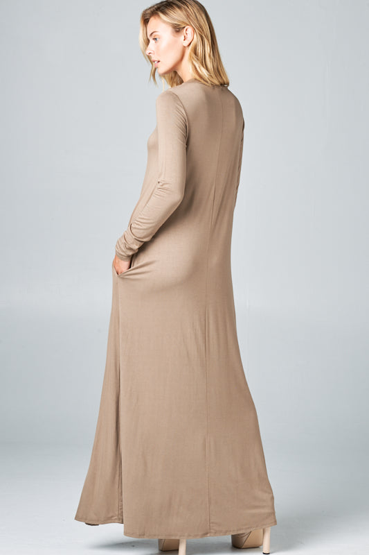 SOLID JERSEY CLASSIC SHIFT CASUAL MAXI DRESS