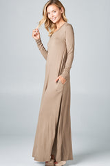 SOLID JERSEY CLASSIC SHIFT CASUAL MAXI DRESS