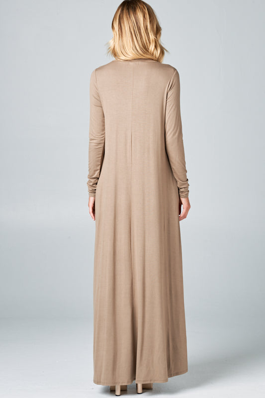 SOLID JERSEY CLASSIC SHIFT CASUAL MAXI DRESS