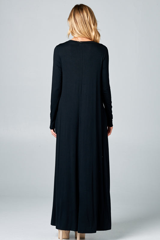 SOLID JERSEY CLASSIC SHIFT CASUAL MAXI DRESS