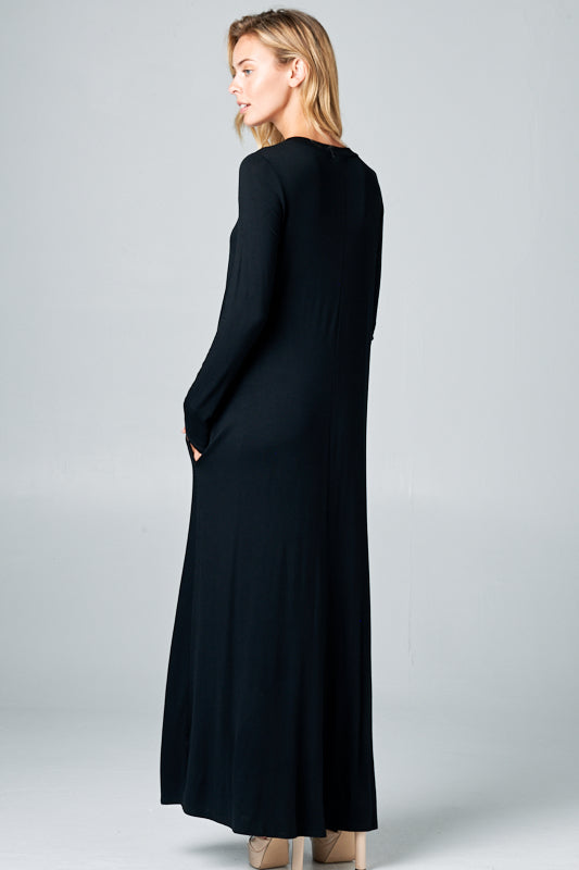 SOLID JERSEY CLASSIC SHIFT CASUAL MAXI DRESS