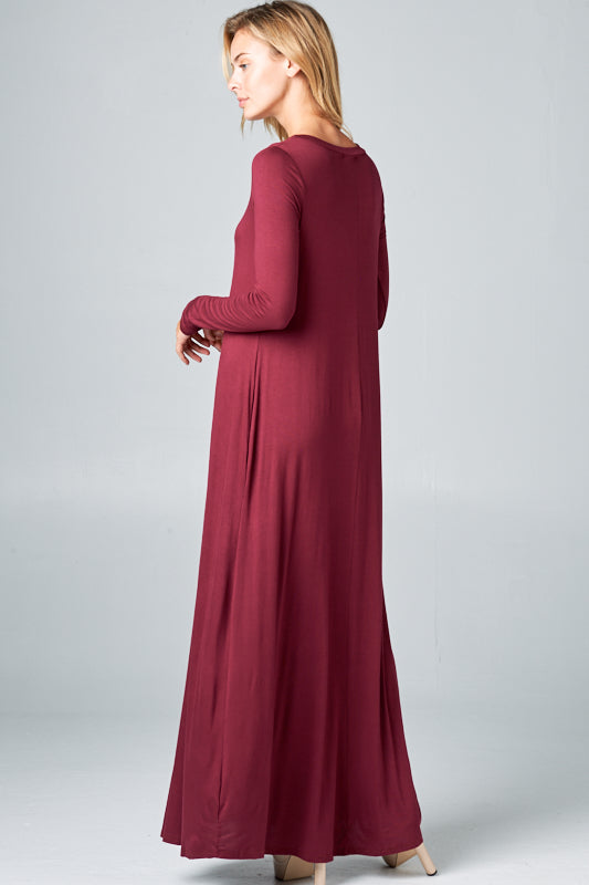 SOLID JERSEY CLASSIC SHIFT CASUAL MAXI DRESS