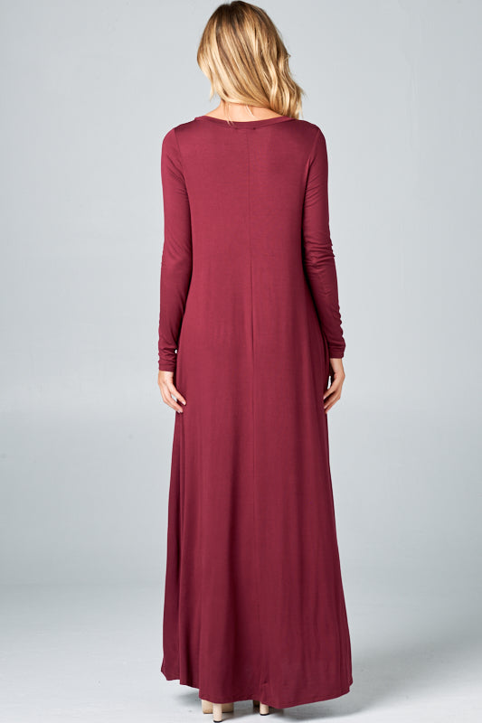 SOLID JERSEY CLASSIC SHIFT CASUAL MAXI DRESS