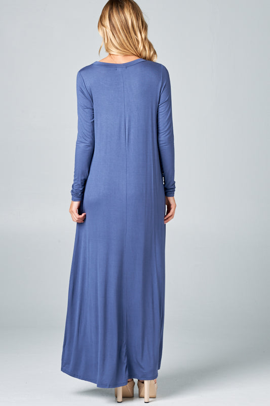 SOLID JERSEY CLASSIC SHIFT CASUAL MAXI DRESS