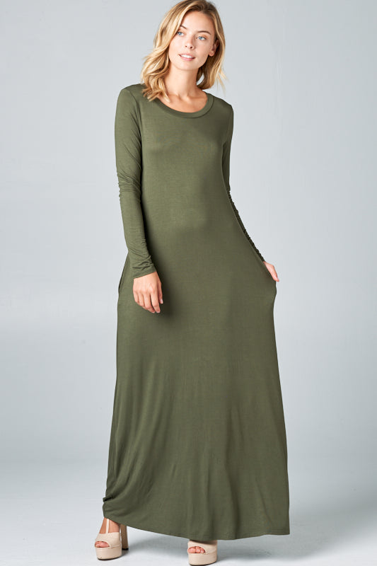 SOLID JERSEY CLASSIC SHIFT CASUAL MAXI DRESS