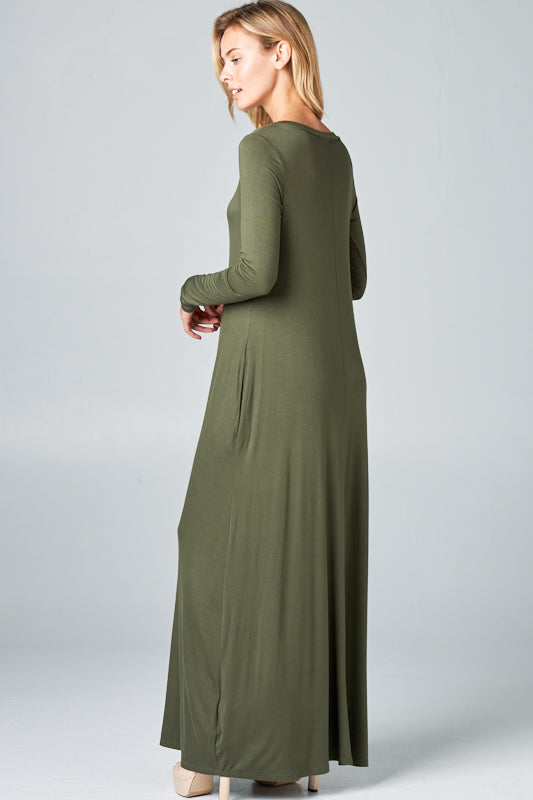 SOLID JERSEY CLASSIC SHIFT CASUAL MAXI DRESS