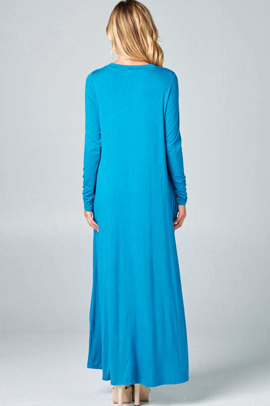 SOLID JERSEY CLASSIC SHIFT CASUAL MAXI DRESS