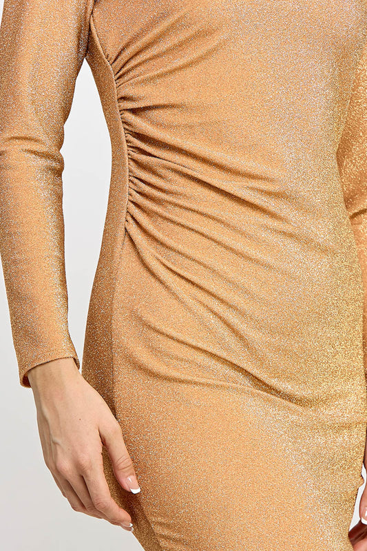 SPARKLY LUREX JERSEY BODYCORN MINI DRESS