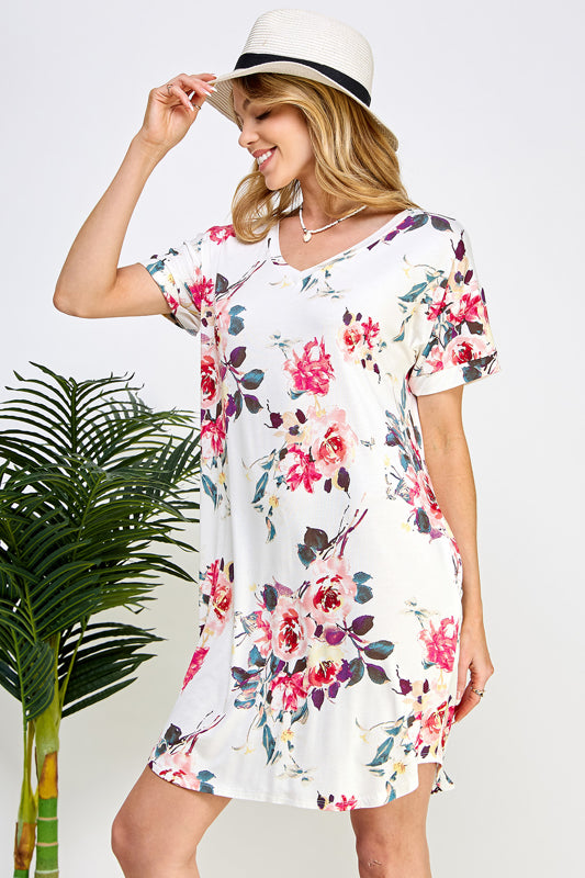 FLORAL PRINT SHIFT DRESS