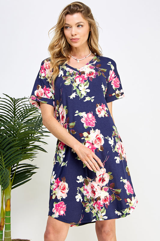 FLORAL PRINT SHIFT DRESS