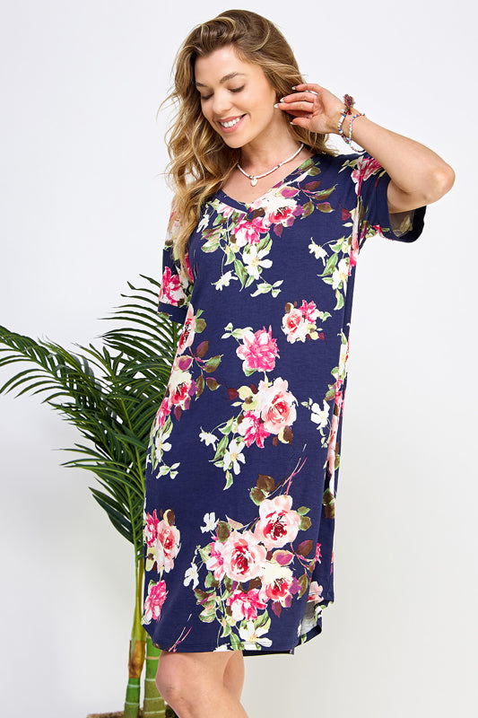 FLORAL PRINT SHIFT DRESS