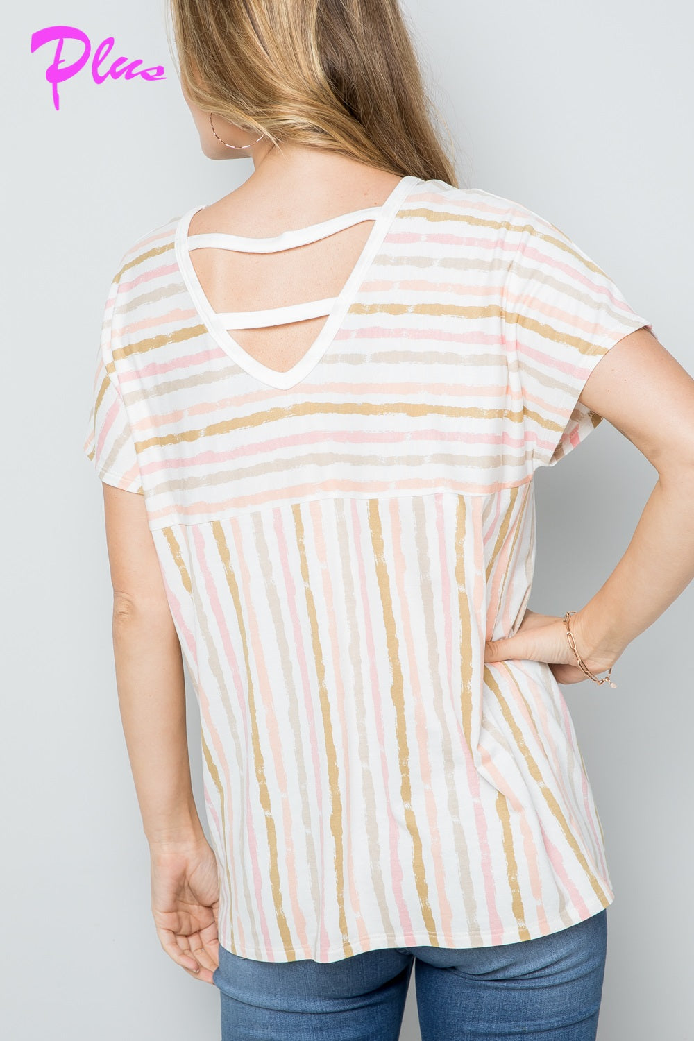 PLUS LACE UP BACK NECK TOP