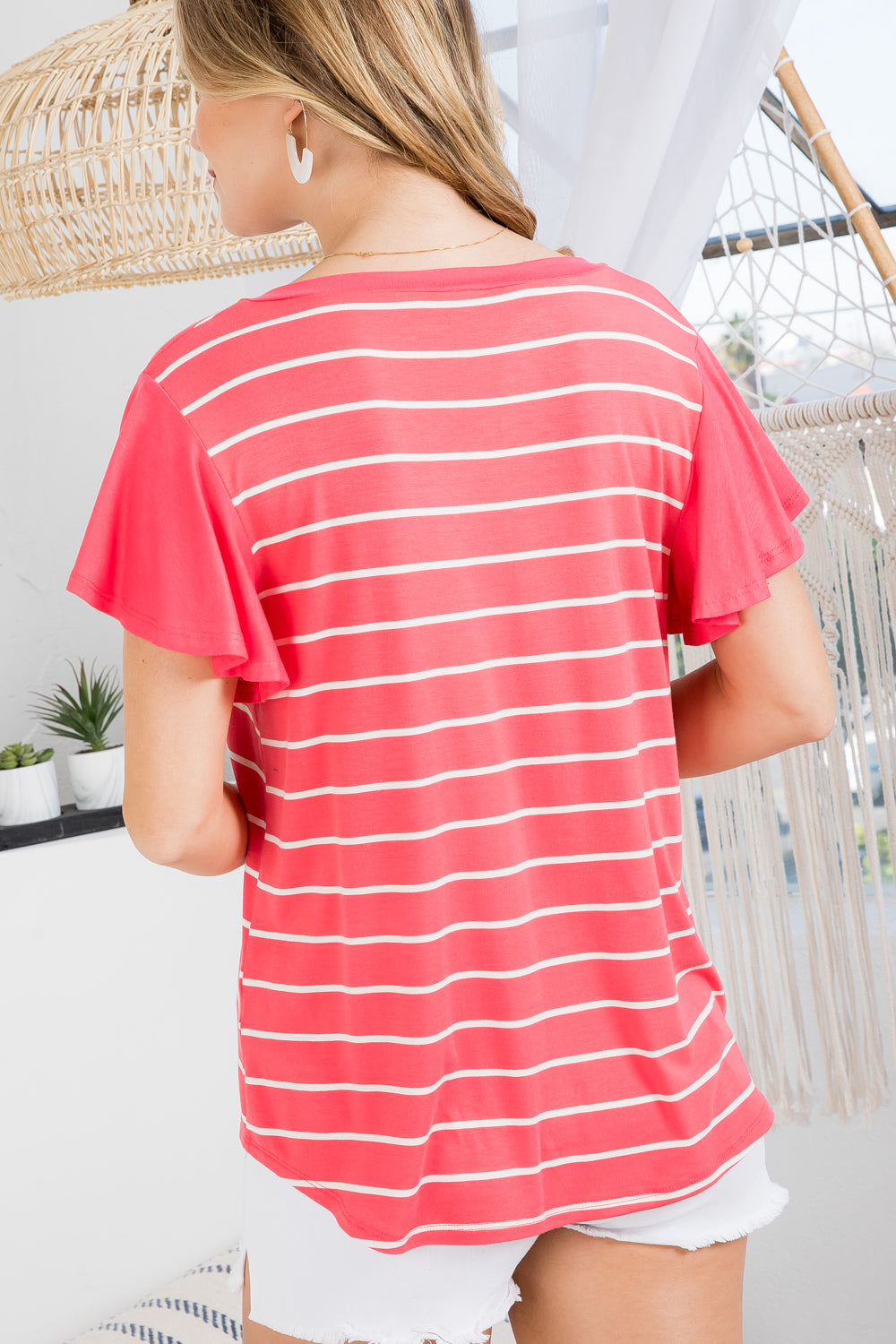 STRIPE AND SOLID MIXED TOP