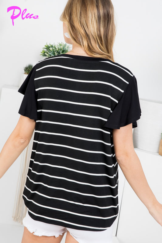 PLUS STRIPE AND SOLID MIXED TOP