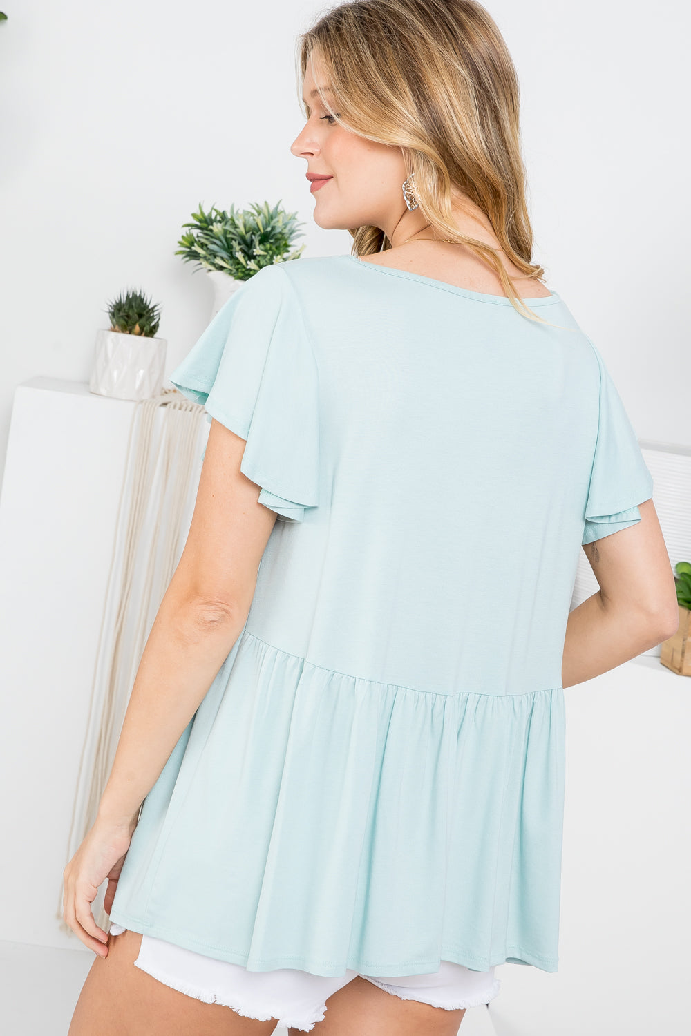 SOLID BABYDOLL TOP