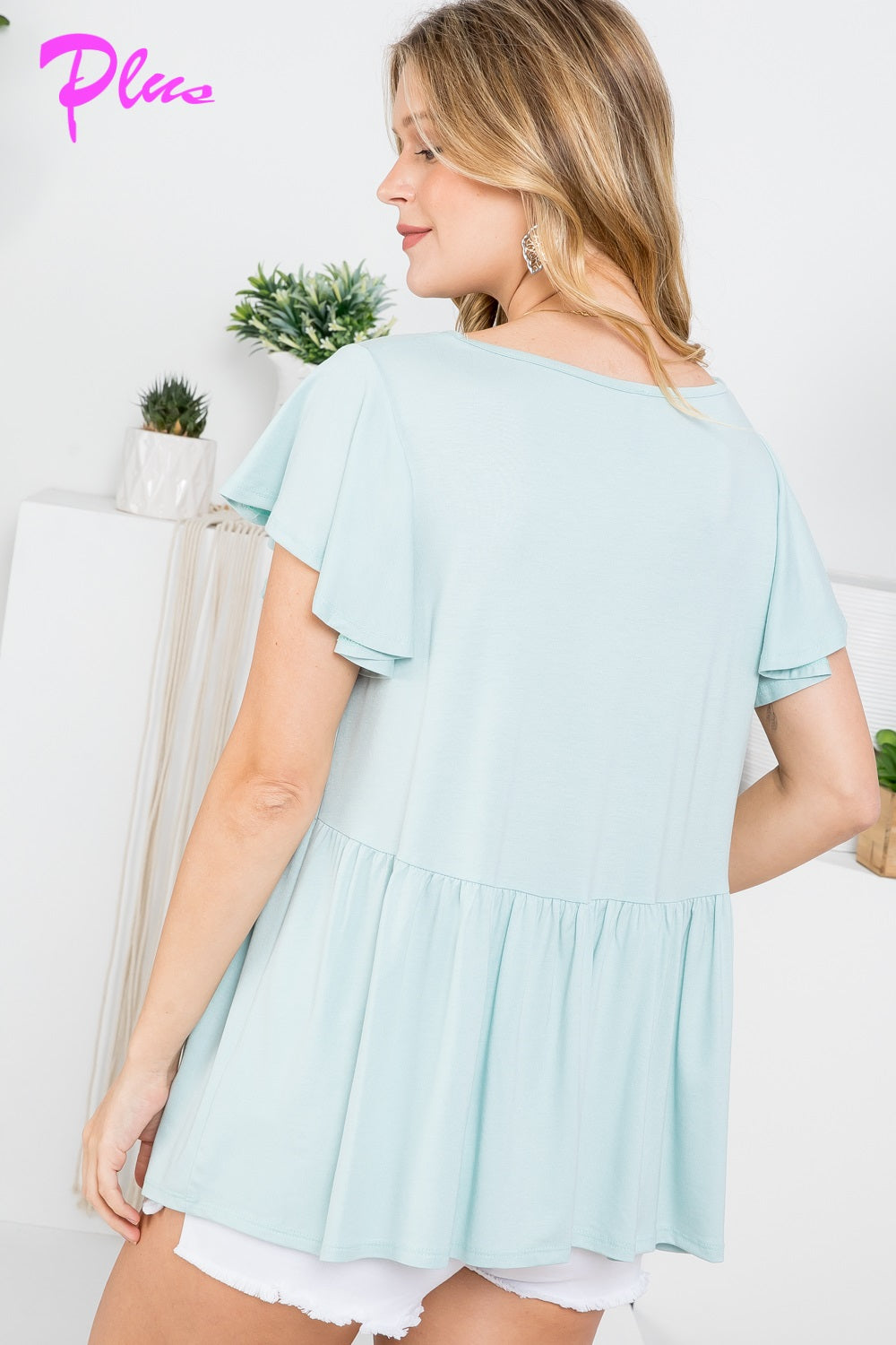 PLUS SOLID BABYDOLL TOP