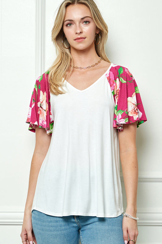 MIX AND MATCH FLARE SLEEVE TOP