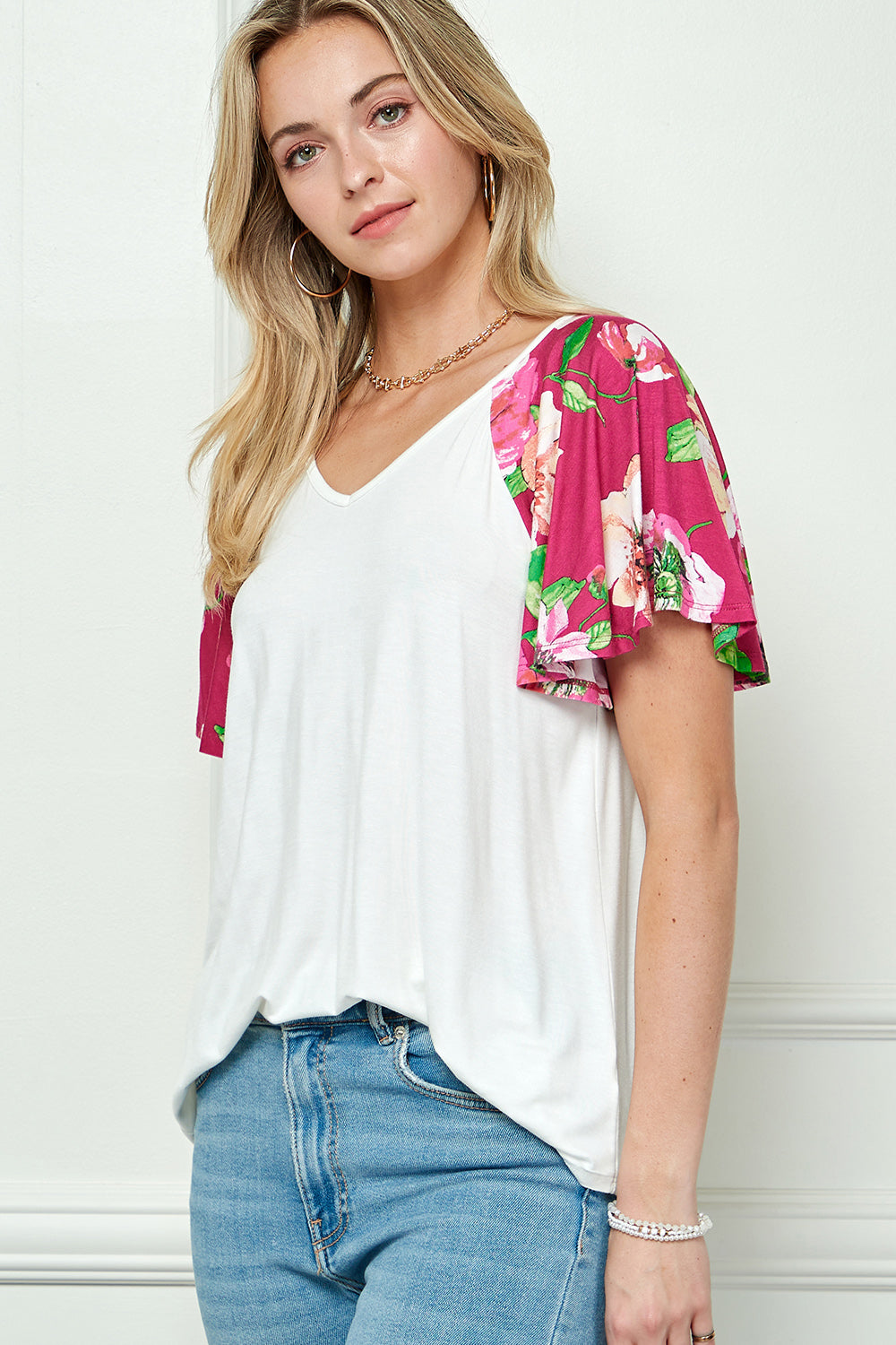 MIX AND MATCH FLARE SLEEVE TOP