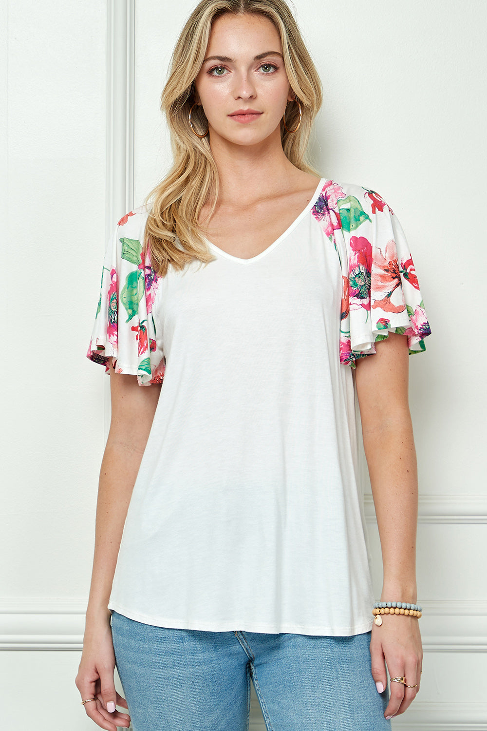 MIX AND MATCH FLARE SLEEVE TOP