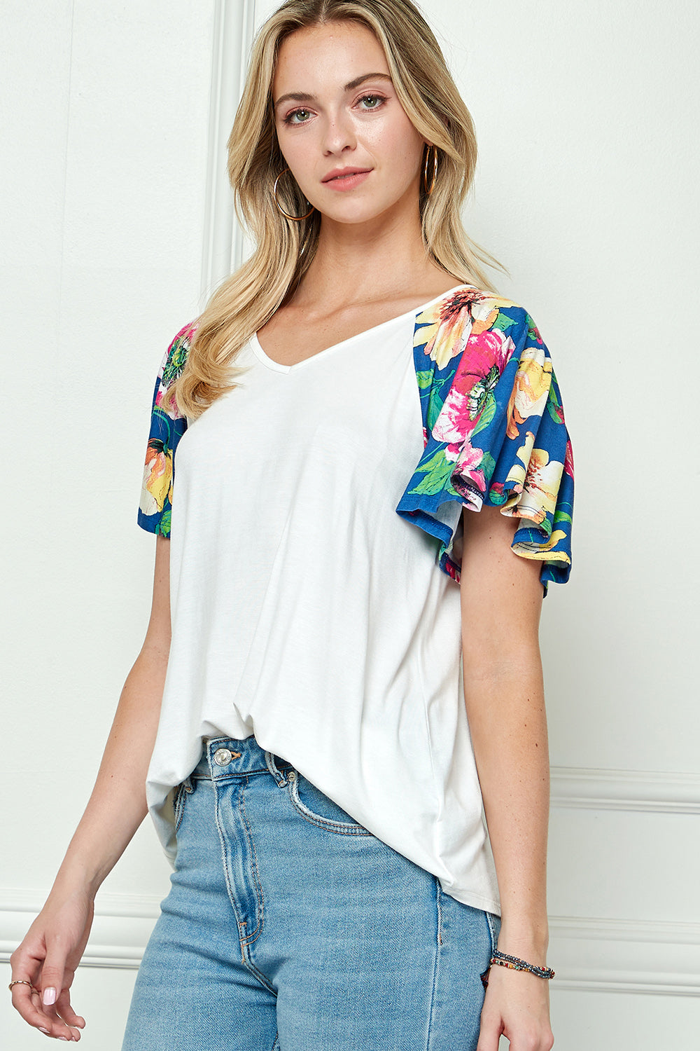 MIX AND MATCH FLARE SLEEVE TOP