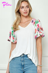 PLUS MIX AND MATCH FLARE SLEEVE TOP