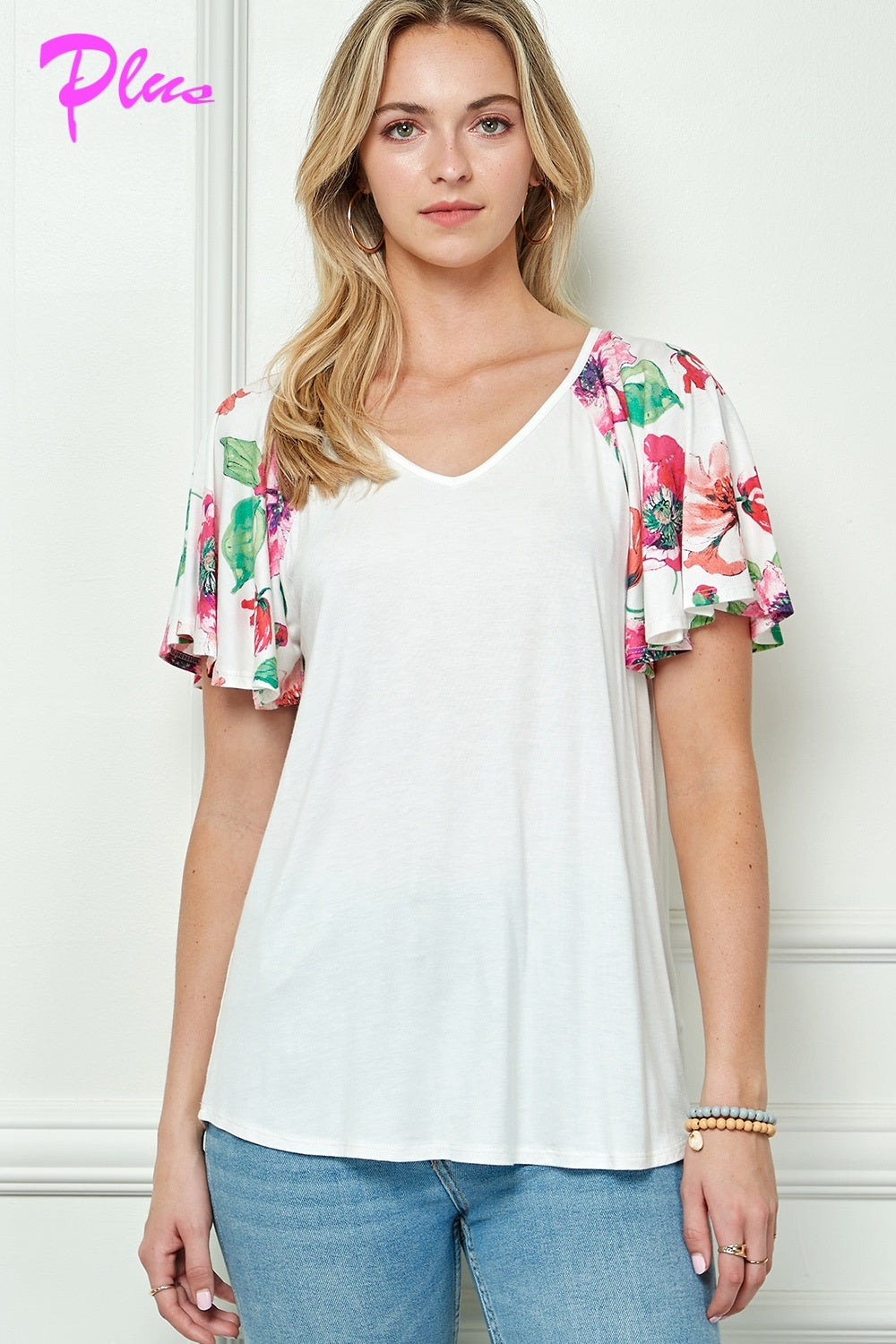 PLUS MIX AND MATCH FLARE SLEEVE TOP