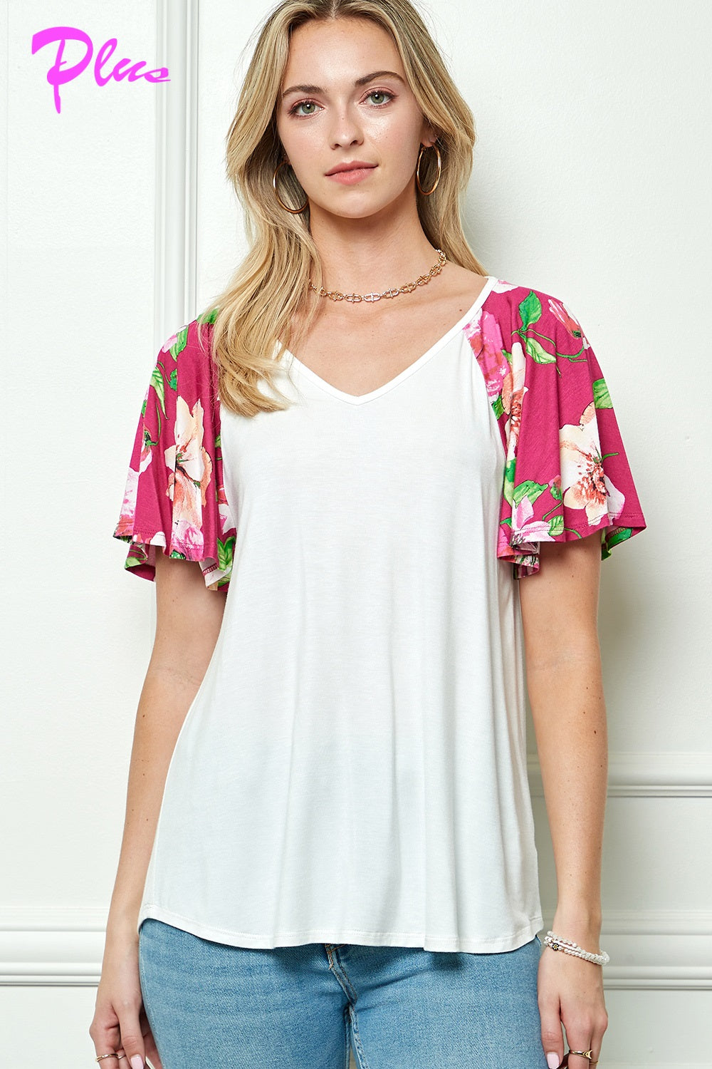 PLUS MIX AND MATCH FLARE SLEEVE TOP