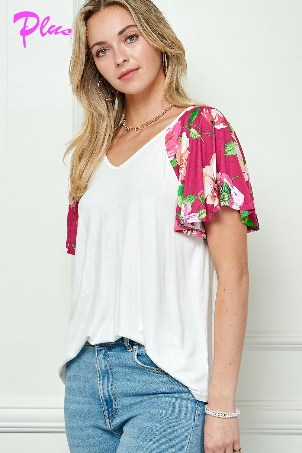 PLUS MIX AND MATCH FLARE SLEEVE TOP