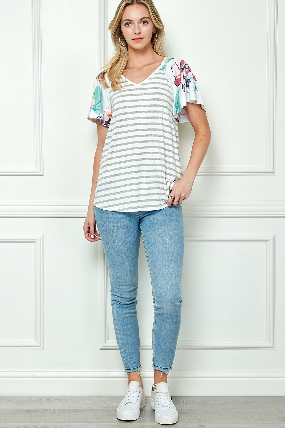 MIX AND MATCH FLARE SLEEVE TOP