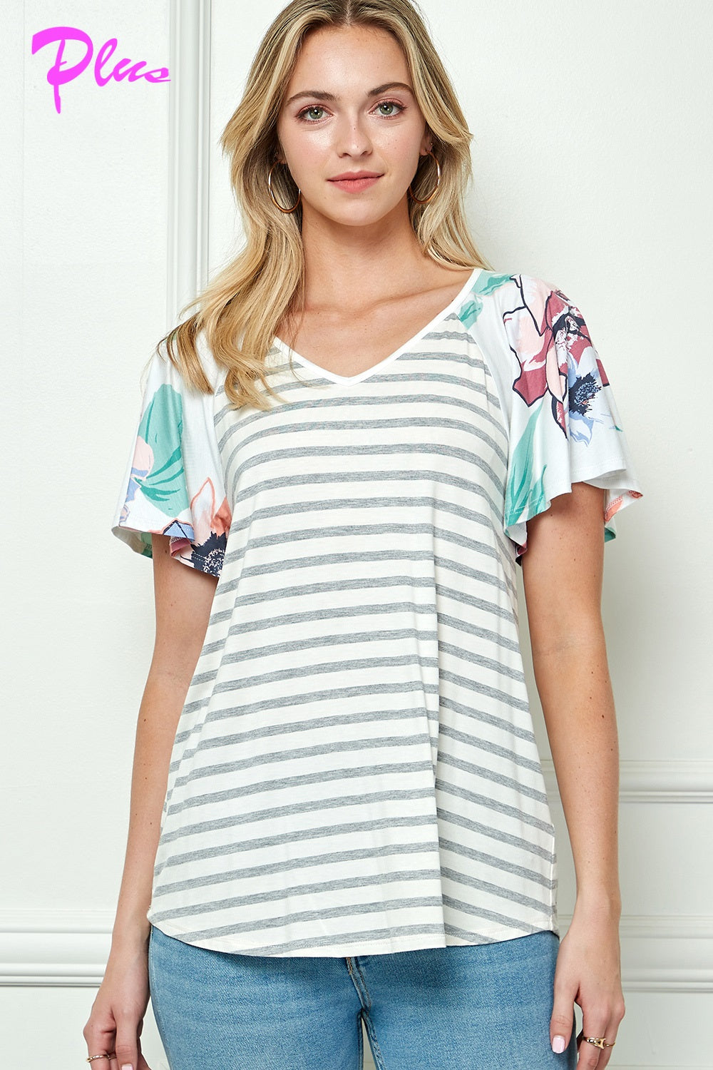 PLUS MIX AND MATCH FLARE SLEEVE TOP